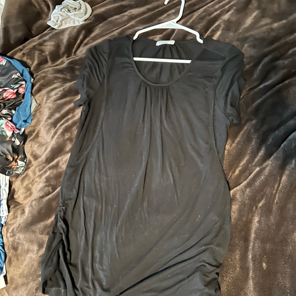 Black Short Sleeve Nursing Top